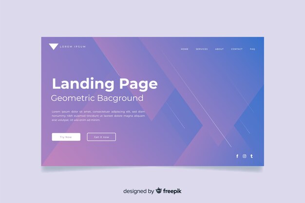 Minimal geometric landing page