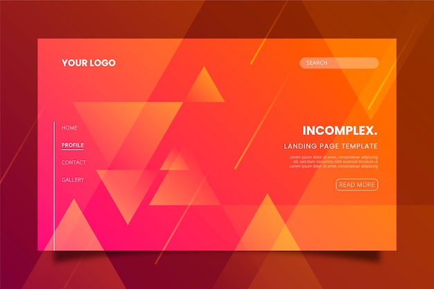 Minimal geometric landing page