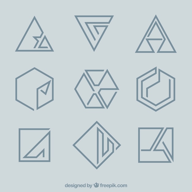 Бесплатное векторное изображение Минимальные геометрические монолинные логотипы