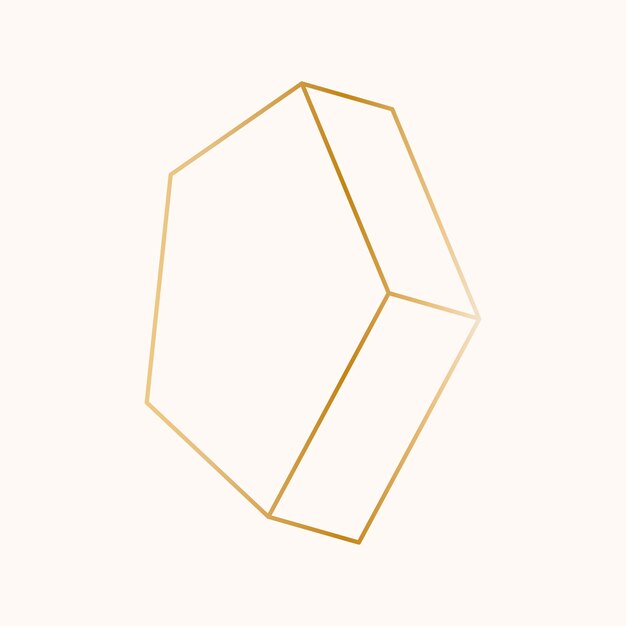 Minimal gold pentagonal prism shape vector
