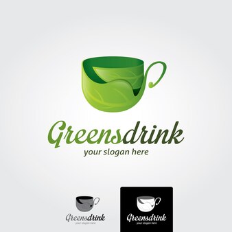 Минимальный вектор шаблона логотипа зеленого чая