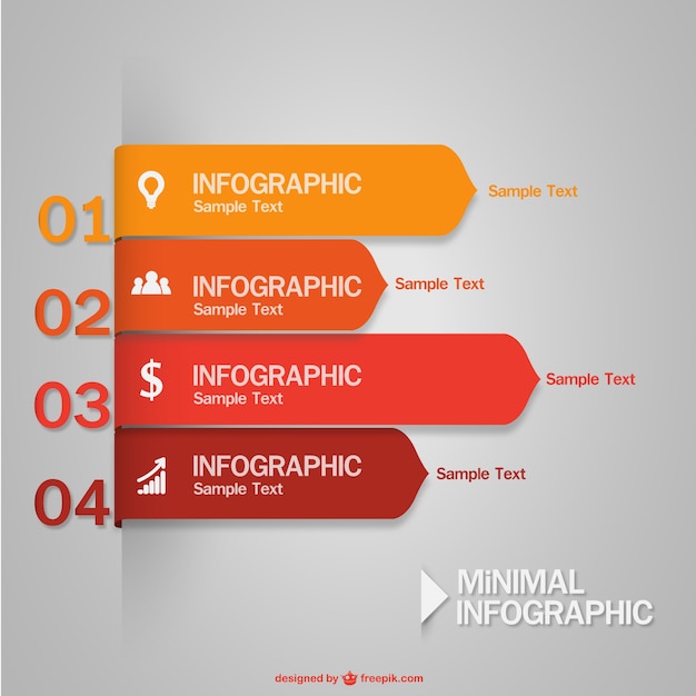 Minimal infographic in red and yellow tones