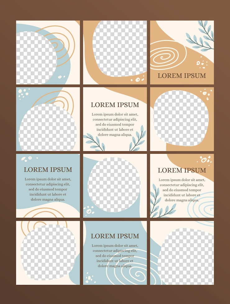 Free Vector minimal instagram puzzle with twelve templates