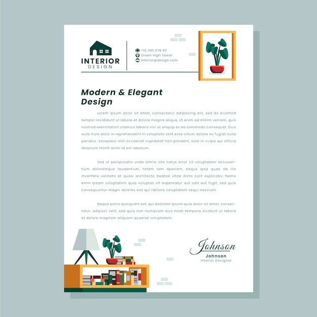 Minimal interior design letterhead