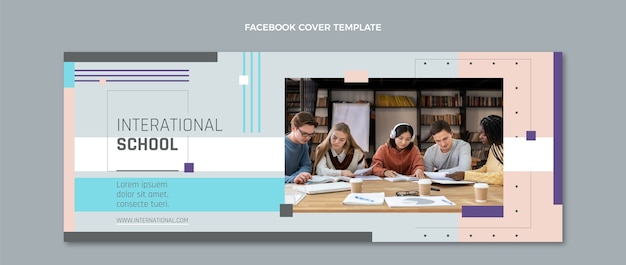 Free vector minimal international school facebook cover