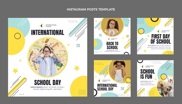 Vettore gratuito post instagram di scuola internazionale minimi