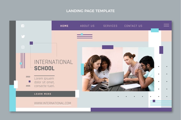 Minimal international school landing page