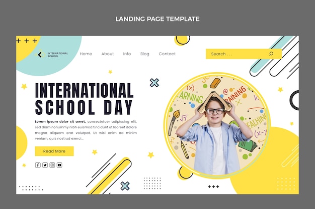 Free vector minimal international school landing page