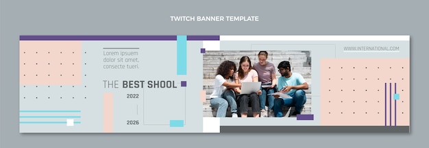 Free vector minimal international school twitch banner