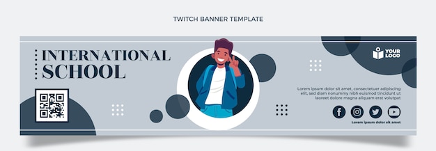 Minimal international school twitch banner