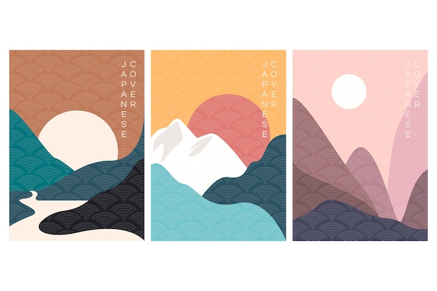 Free vector minimal japanese cover collection