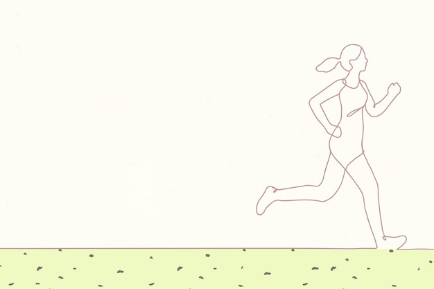 Sfondo di stile di vita minimo, semplice design verde, illustrazione vettoriale di jogging donna