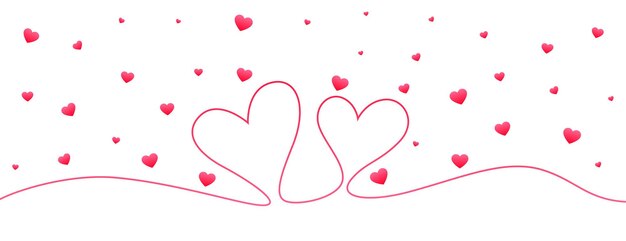Minimal line heart doodle valentine banner 