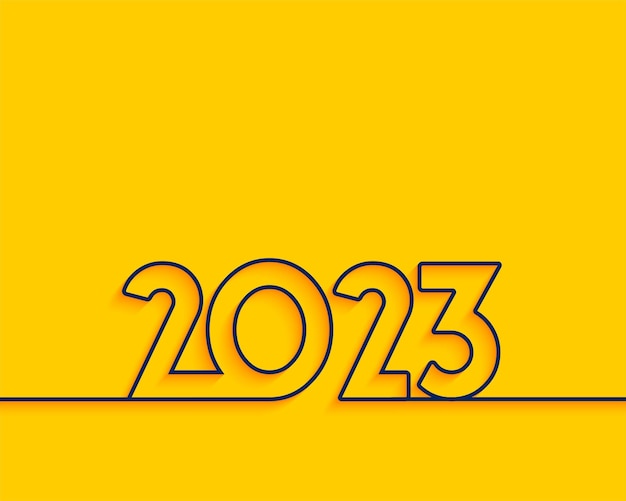 Vettore gratuito striscione giallo di capodanno 2023 in stile linea minimale