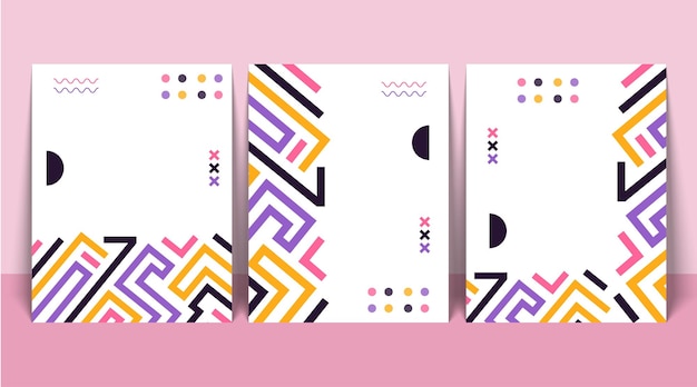 Free vector minimal lines book cover template set