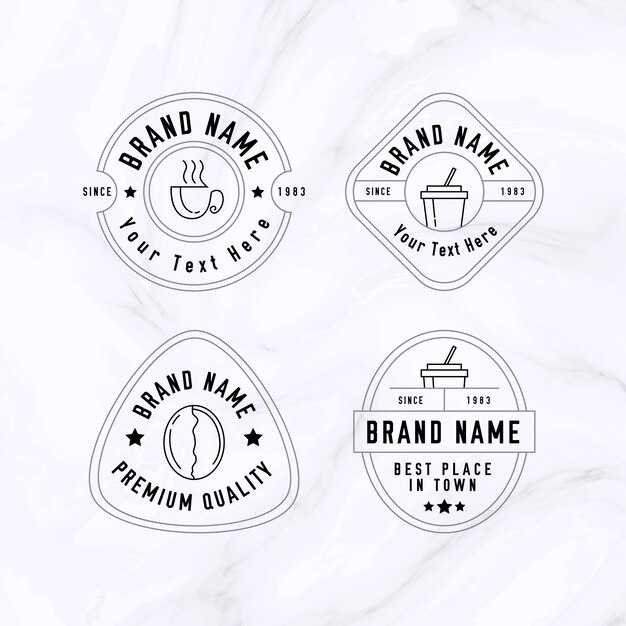 Minimal logo collection on marble background