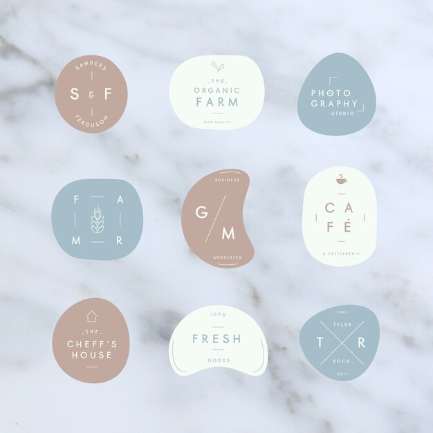 Minimal logo collection in pastel colors