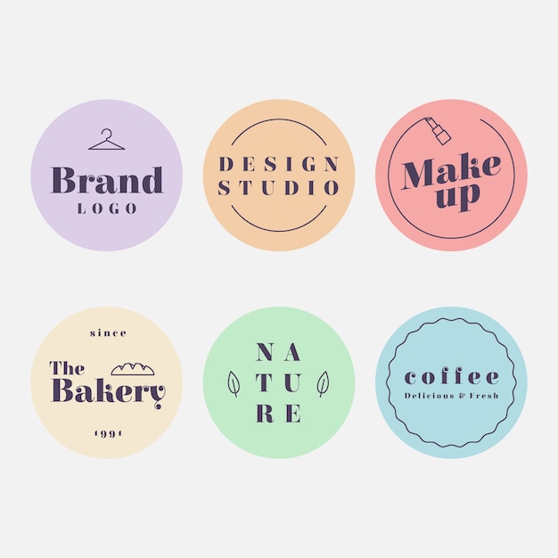 Free vector minimal logo collection with pastel colors