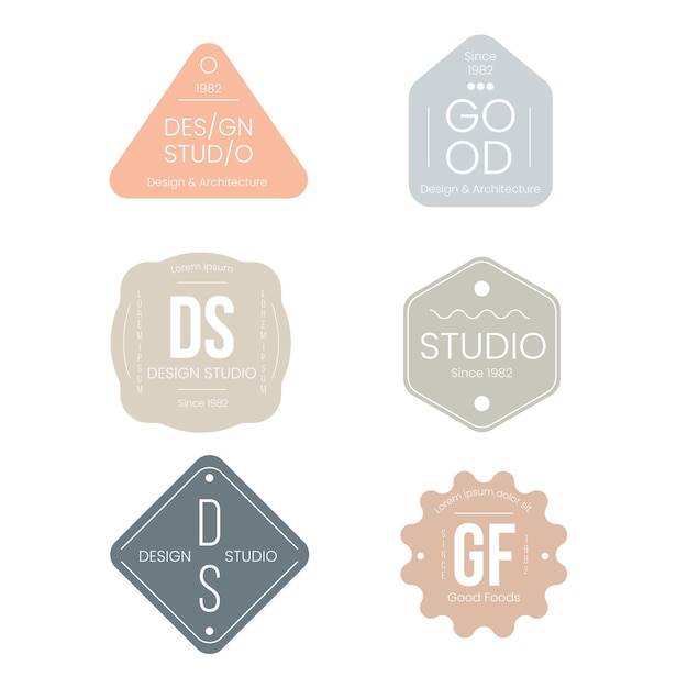 Free vector minimal logo collection with pastel colors