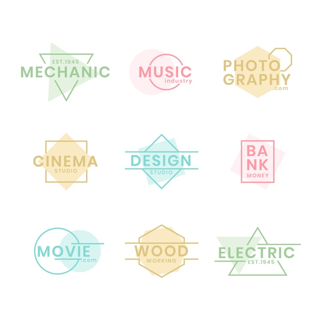 Free vector minimal logo collection with pastel colors