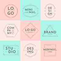 Free vector minimal logo collection with pastel colors