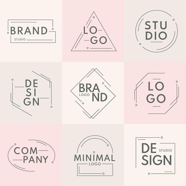 Vettore gratuito collezione minimal logo con colori pastello