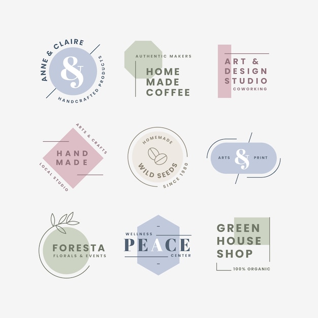 Free vector minimal logo collection with pastel colors