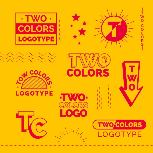 Collezione di elementi minimal logo in rosso e giallo