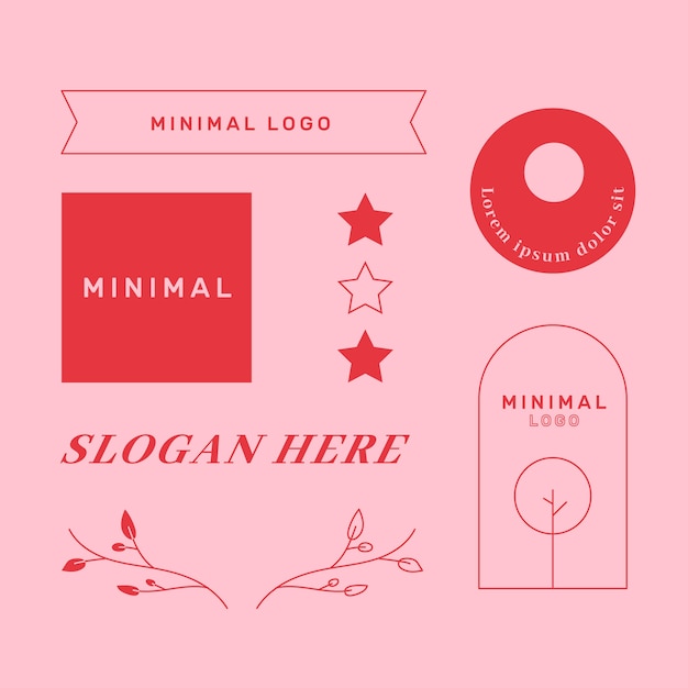 2色の最小限のロゴ要素コレクション