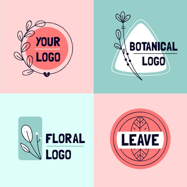 Pack logo minimal con colori pastello