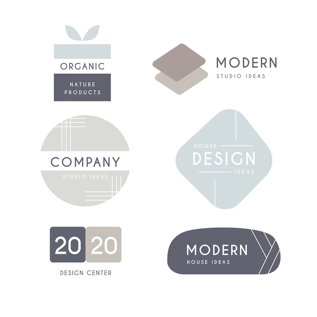 Free vector minimal logo set with pastel colors