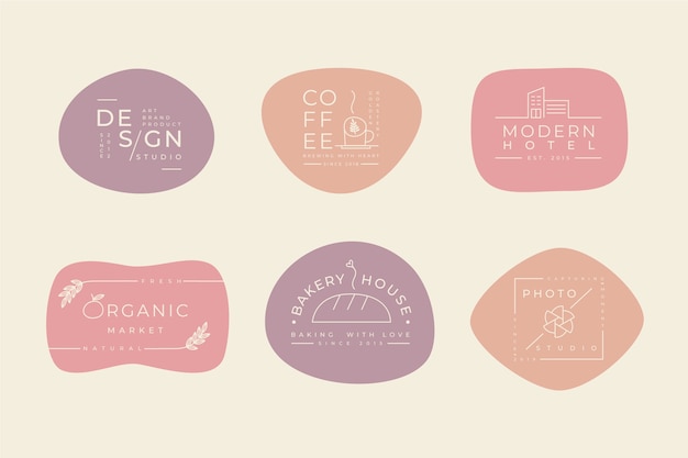 Minimal logo set with pastel colors