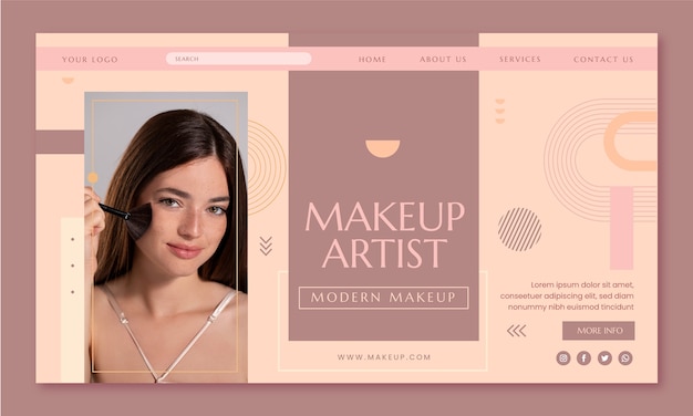 Free vector minimal makeup artist landing page template