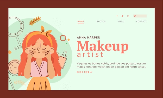 Minimal makeup artist landing page template