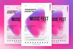 Free vector minimal and modern music festival poster with abstract gradient shape