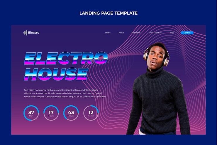 Free Vector minimal music festival landing page