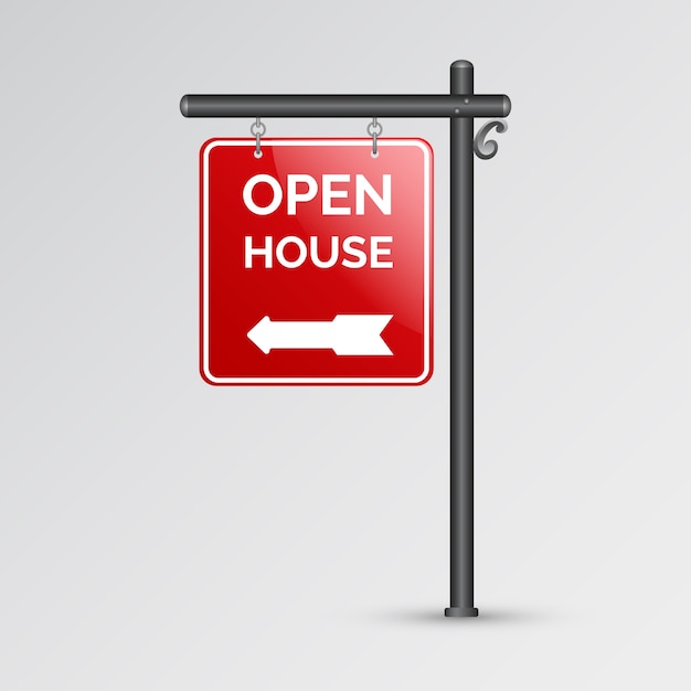 Free vector minimal open house red sign