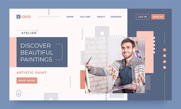最小限の塗装アトリエランディングページテンプレート