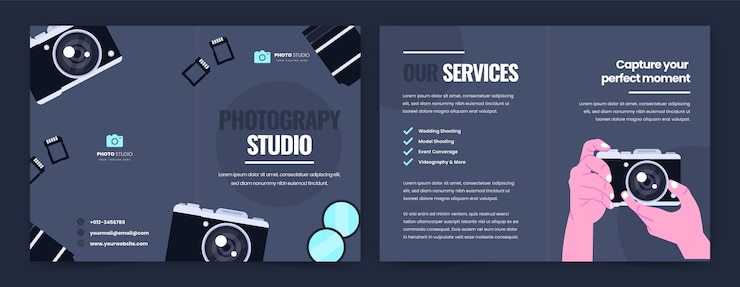 Free Vector minimal photography studio brochure