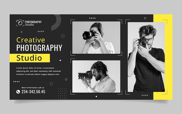 Free vector minimal photography studio facebook template