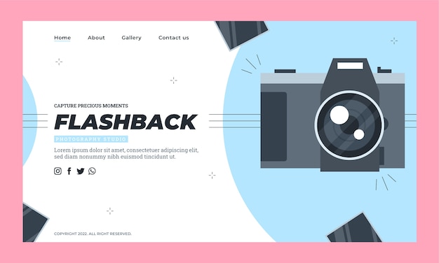 Free vector minimal photography studio landing page template