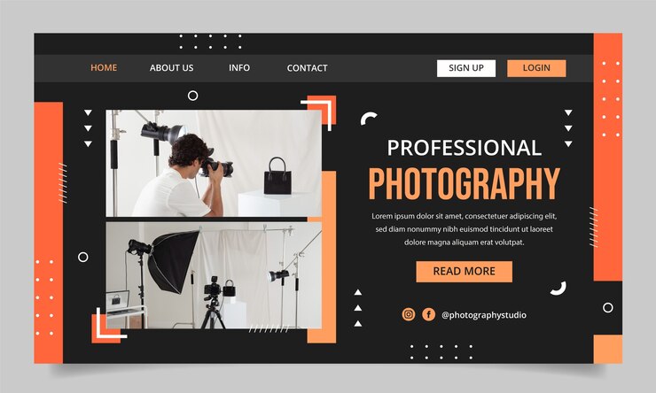 Free Vector minimal photography studio landing page