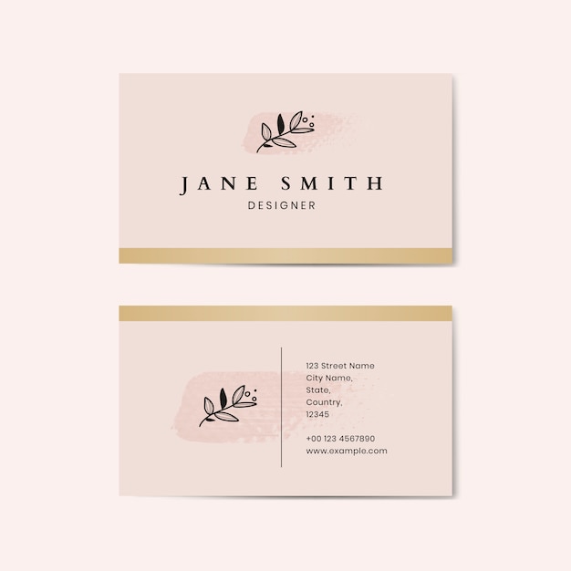 Minimal pink business card template vector