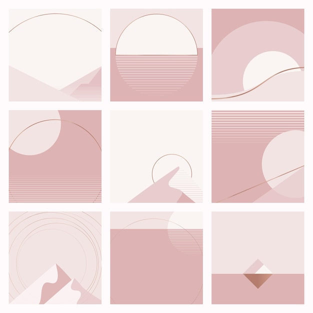 Free vector minimal pink nordic style geometric background set