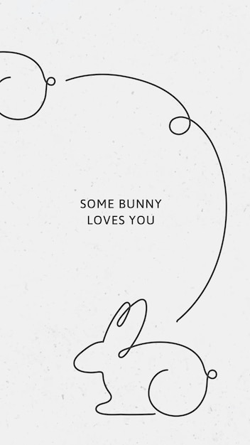 Free vector minimal rabbit mobile wallpaper quote template vector, some bunny loves you