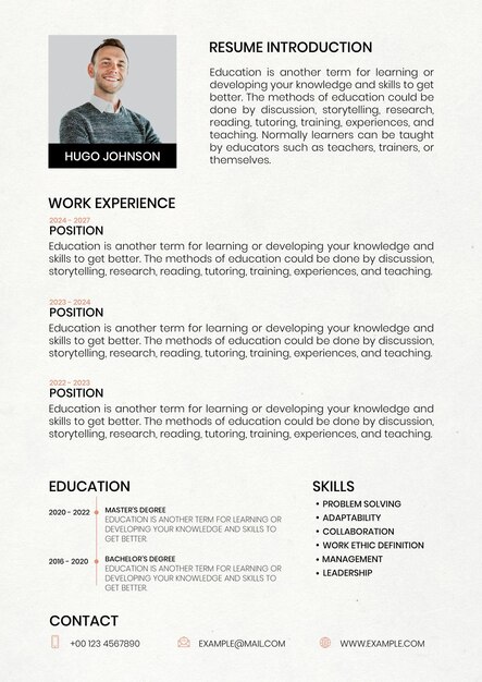 Minimal Resume editable template CV builder for professionals