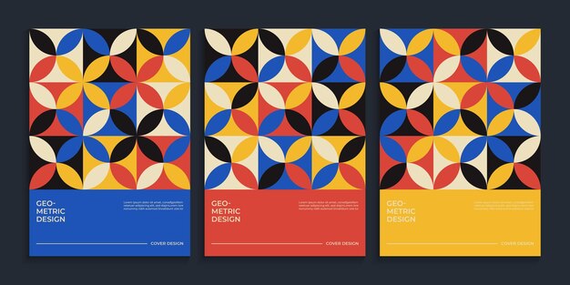 Minimal retro bauhaus cover design template