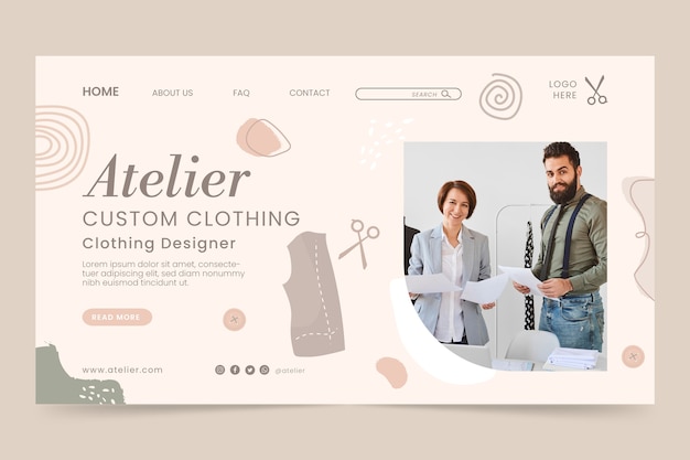 Free vector minimal seamstress atelier landing page