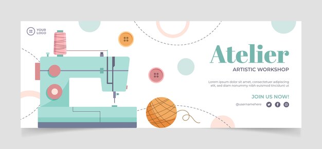 minimal sewing atelier facebook cover template