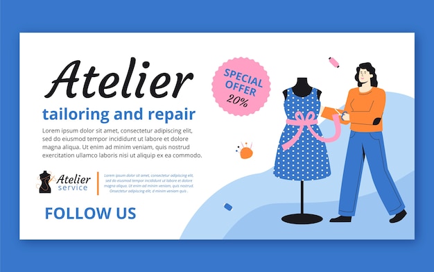 Free vector minimal sewing atelier facebook template